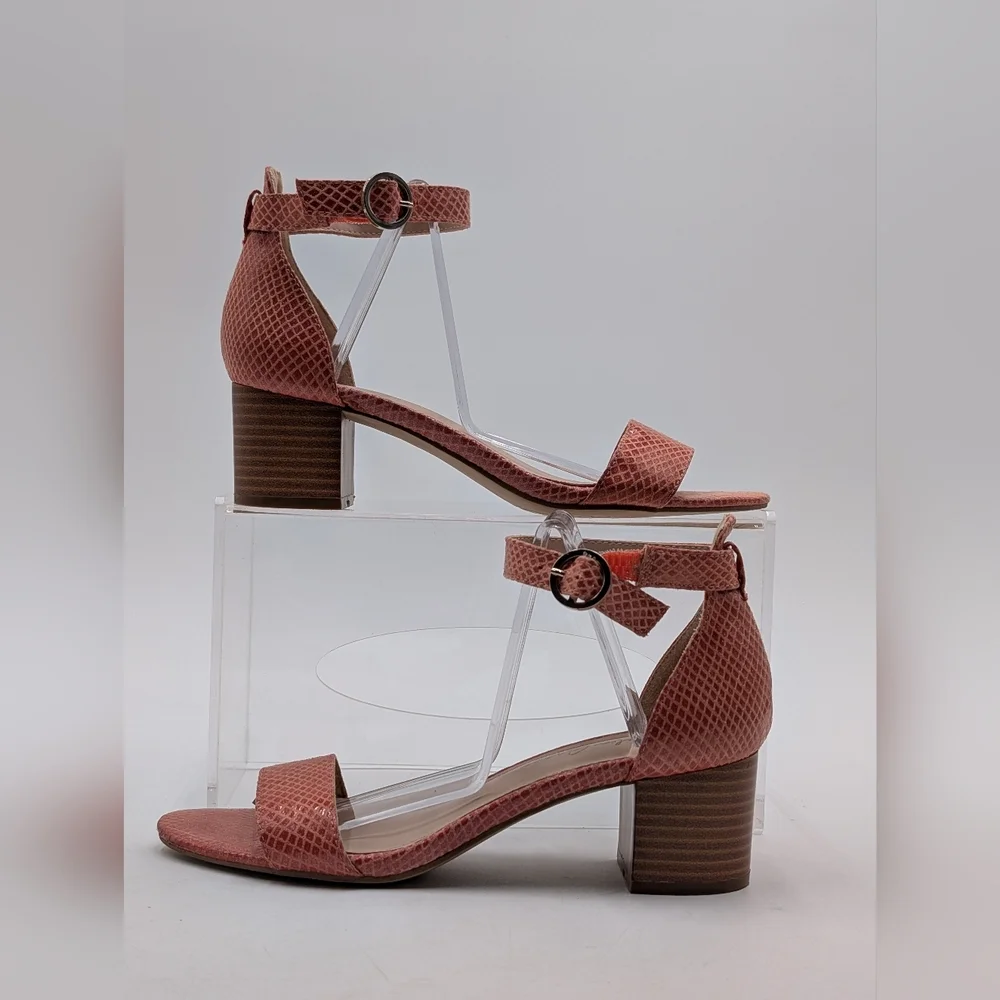 Amelia Grace Tacee Women Size US 6.5M|EU 37 Coral Block Heel Ankle Strap Sandal